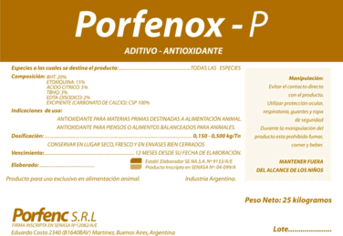 Porfenox-P antioxidante para alimento balanceado animal