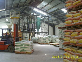 Planta para proceso de harinas impalpables, con bajo contenido de grasa.