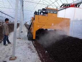 Compost Windrow Turner Working for Organic Fertilizer Compost
