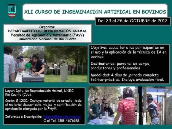 XLI Curso para Auxiliares de la Inseminación Artificial en Bovinos - Varias