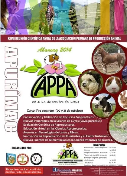 PRECONGRESO-CONGRESO - APPA 2014 (XXXVII REUNION CIENTÍFICA DE LA ASOCIACIÓN PERUANA DE PRODUCCIÓN ANIMAL) ABANCAY-APURÍMAC-PERÚ