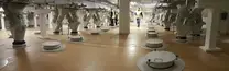 Top view of 3 finished feed bulk robot lines